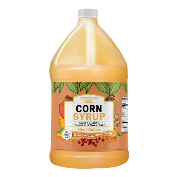 Unpretentious Corn Syrup, 1 Gallon Jug, Light Syrup with Real Vanilla, Gluten Free, Natural, Sugar Substitute, Jug with Twist Off Cap