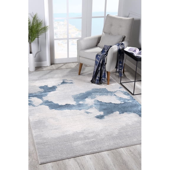 Rug Branch Modern Cloud River Blue Grey Indoor Runner Rug - 2x20
