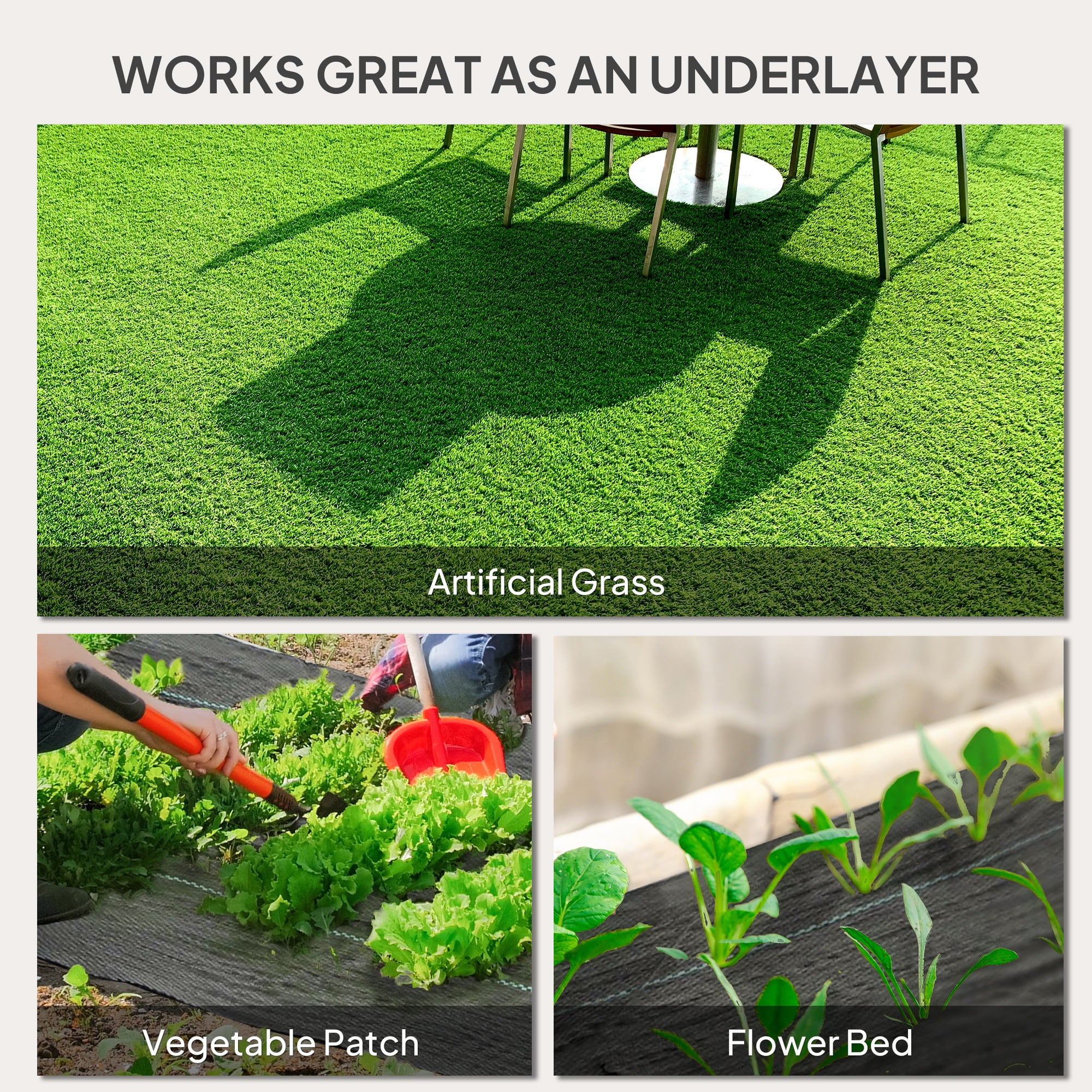 Outsunny 4FT x 300FT Weed Barrier Landscape Fabric Heavy Duty, 5oz Woven Weed Control Fabric for Landscaping