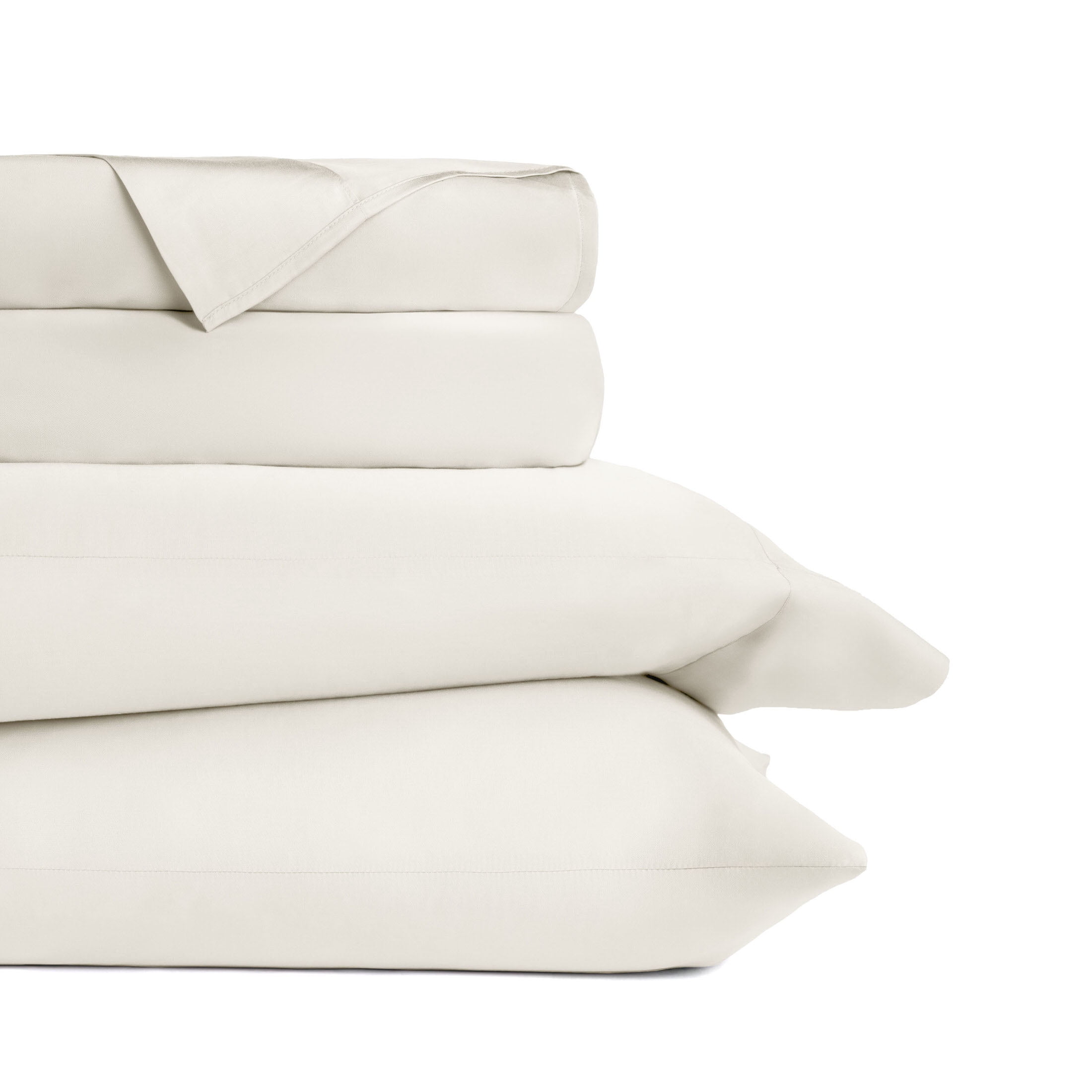 Noble Linens Rayon from Bamboo 4 Piece Luxury Bed Sheet Set, Ivory, Queen
