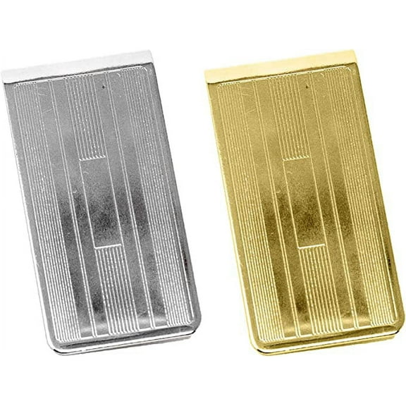 Set of 2 Chrome-Plated Stainless Steel Money Clip in Silver & Gold (Parallel Plate)