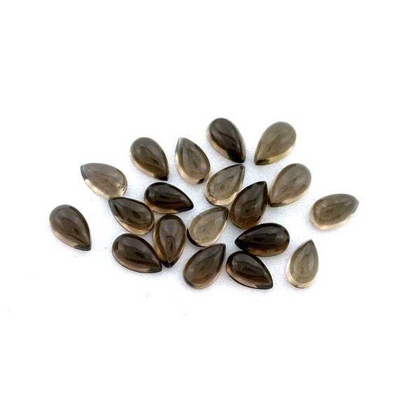 Four 5x3 5mm x 3mm Pear Smoky Quartz Cab Cabochon Gem Stone Gemstone ES7777