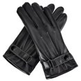 thumbnail image 3 of Guantes de cuero con pantalla táctil para hombre, guantes de cuero negros para ciclismo, motocicleta y invierno frío, 3 of 4