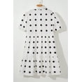 thumbnail image 6 of Women's White Polka Dot Print Short Sleeve Collared Buttoned Tiered Babydoll Dress | [ZhiHiMeRi] | (US 12-14)L, 6 of 12