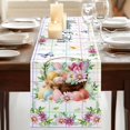thumbnail image 3 of Happy Easter Table Runner, Spring Daisy Eggs Leaves Butterfly Colorful Plaid Cotton Linen Table Runners 120 Inches Long, Dresser Scarf Runner for Dining/Living Room/Kitchen/Square Tables 13''x120'', 3 of 9