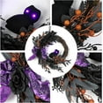 thumbnail image 3 of Lumiparty 20" Prelit Halloween Wreath for Front Door, with Purple Lights, Spooky Door Wreath with Ribbon Rose Berries Hanging Decor for Front Door Home Party Outside Decoration, Purple, 3 of 6
