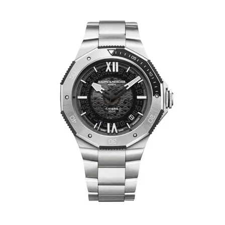 Baume & Mercier Riviera Black Dial Steel Men's Watch 10715