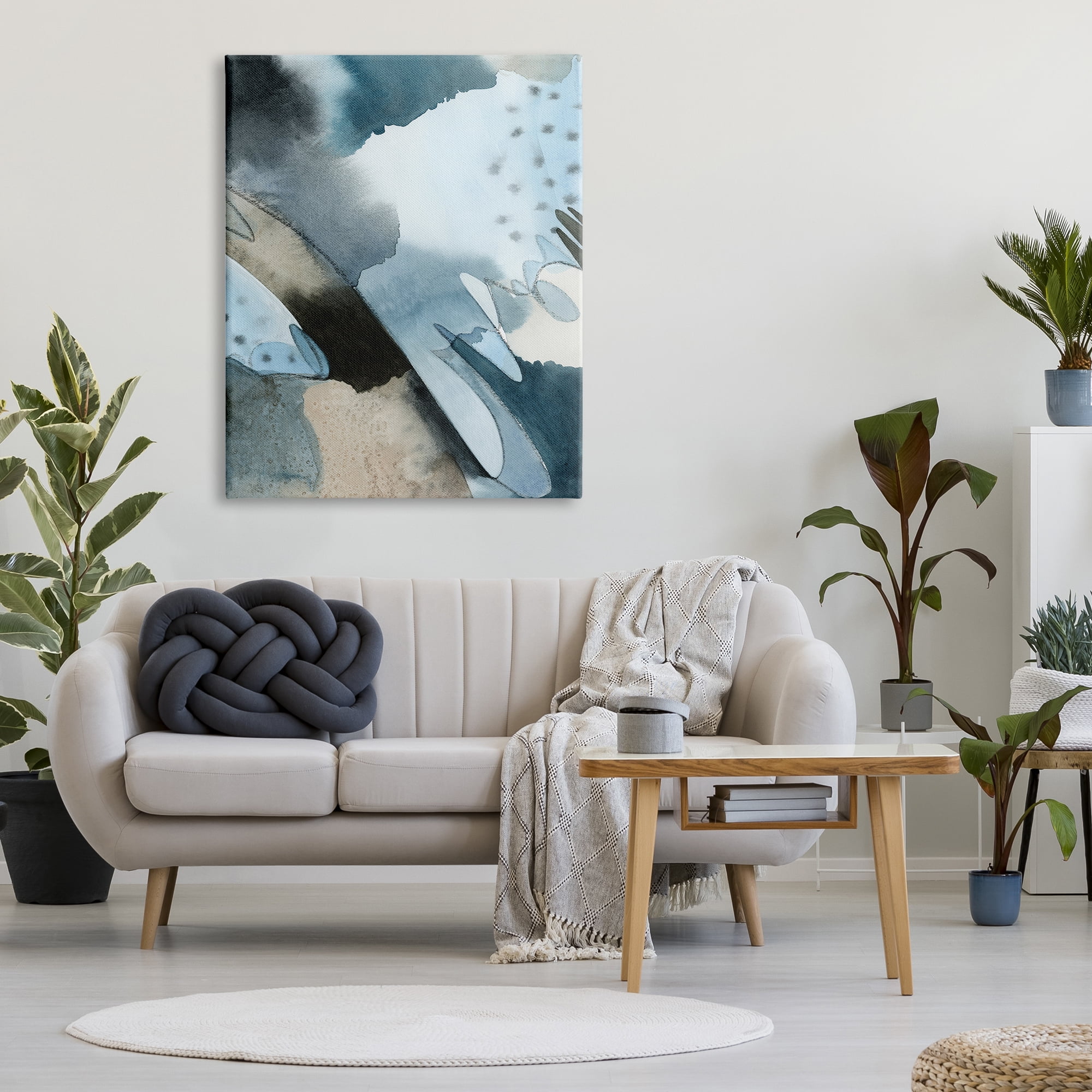 Stupell Industries Layered Scribble Shapes Abstract Blue Accent Forms Painting Gallery Wrapped Canvas Print Wall Art, Design by Grace Popp