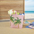 thumbnail image 2 of Mina Victory Handbags & Crossbody Cotton Palm Tree Beach Bag in Blush Pink, 2 of 5