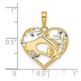 thumbnail image 2 of 20mm 14k and White Rhodium Sparkle-Cut Mother and Offspring Hands In Love Heart Pendant Necklace Pendant for Women, 2 of 2