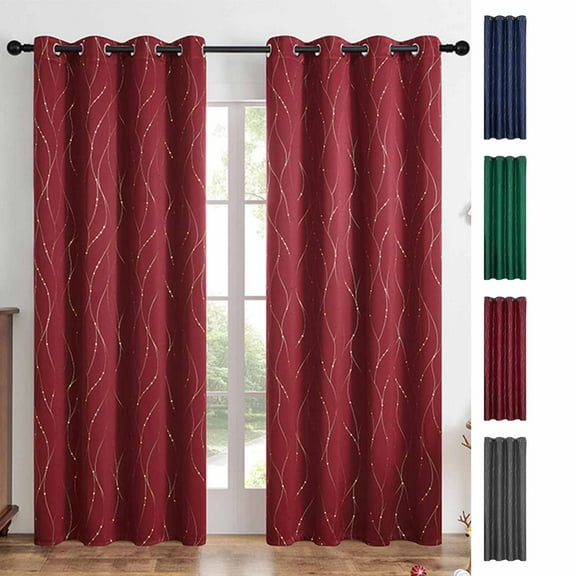 Blackout Curtains under $5! kkbbma Blackout Curtains for Bedroom/Living Room 39 Inch W X 78 Inch L, Room Darkening Thermal Insulated Grommet Window Drapes with Pattern