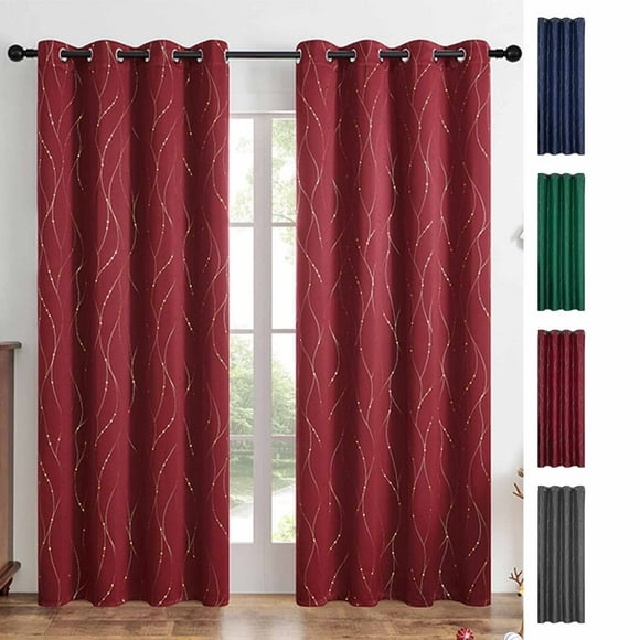 Par de paneles de cortina | Tratamiento de ventanas de poliéster | Elegantes cortinas opacas aislantes | Ojales metálicos | 39" de ancho x 78" de largo | Reducción de ruido | Gris Rojo Verde Azul
