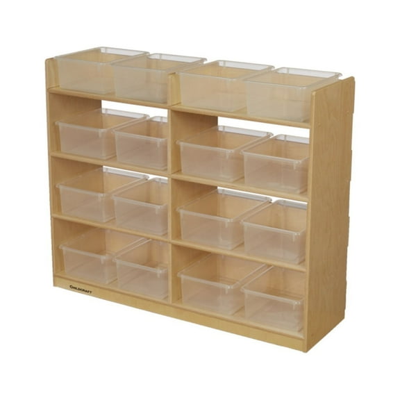 Childcraft Mobile Book Storage Unit, 16 Clear Trays, 47-3/4 x 14-1/4 x 40 Inches