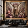thumbnail image 6 of Highland Cow Within a Rose and Greenery Frame, Dreamy Rustic for Animal Lovers, Botanical Wall Art, Mother'S Day Gift, Tapestry Wall Hanging for Bedroom and Living Room, 6 of 7