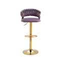 thumbnail image 3 of Lumibee Set of 2 Modern Velvet Adjustable Bar Stools with Backs Set of 2 - Purple, 3 of 5