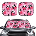 thumbnail image 2 of Xecao Panda Heart Valentine Pink for Foldable Car Sun Shades (2-Pack) offer sun protection with an easy-fold design for convenient windshield shading., 2 of 7