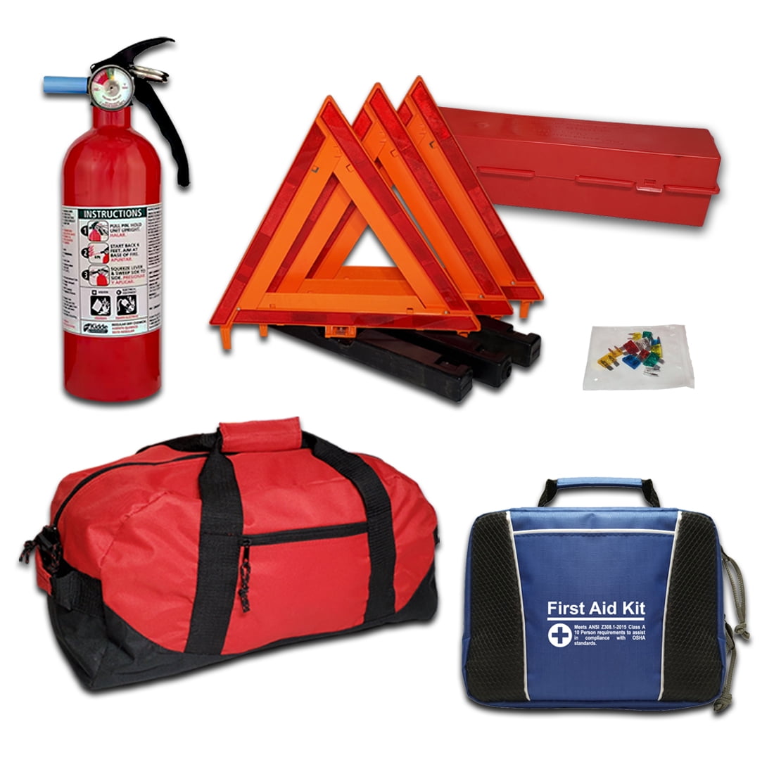 USKITS DOT Essential Compliant Safety Kit With 10 Person ANSI First Aid Kit