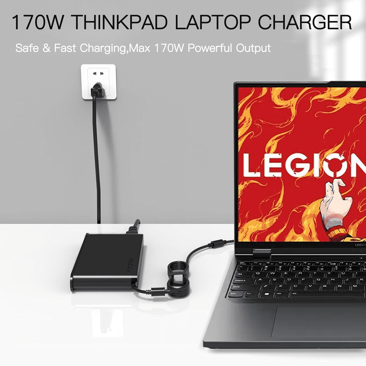 170W Charger 20V 8.5A for Lenovo Legion Slim 5 Yoga Pro 9i ThinkPad X1 Extreme P16 P16v IdeaPad Pro 5 LOQ Laptop Power Supply