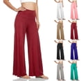 thumbnail image 2 of Bosfbaoi Plus Size Pants For Women High Waisted Wide Leg Yoga Pants Flowy Stretchy Lounge Trousers Moisture-wicking Sweatpants, 2 of 5
