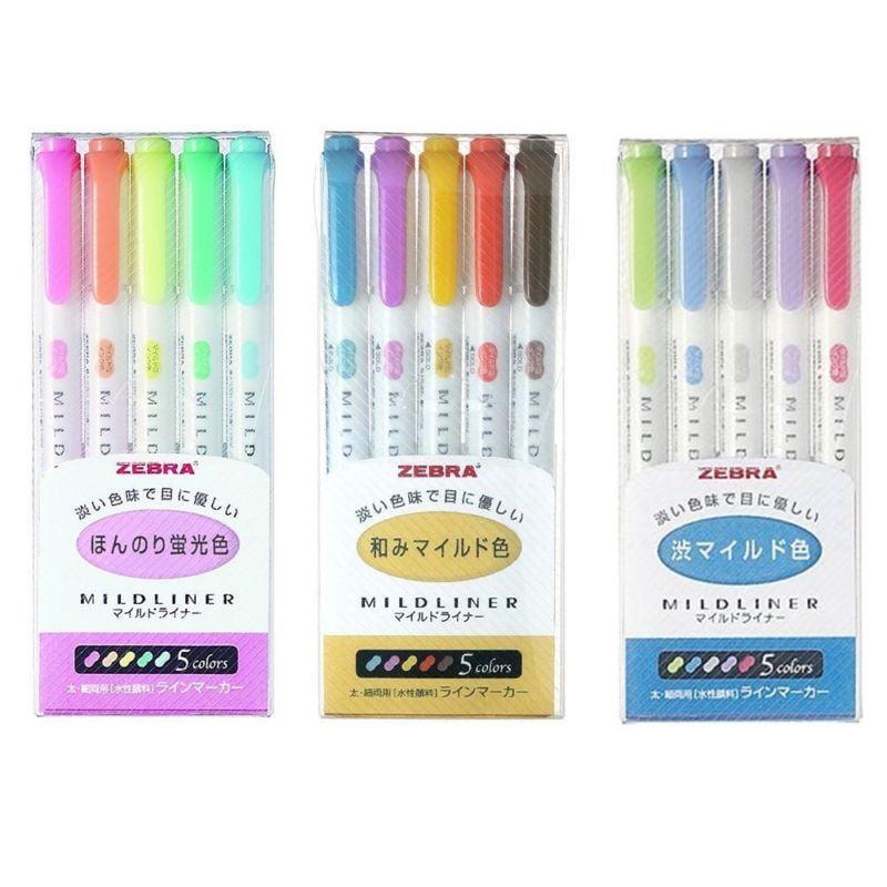 3 Pack Mildliners Color Zebra Highlighter Mildliner Marker Pen Markers