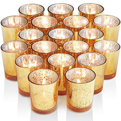 Mercury Glass Tealight Candle Holder Set of 12 for Wedding Decor and Home Decor Volens Gold Votive Candle Holders Bulk