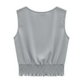 thumbnail image 6 of Womens Boho Dressy Blouses, Tank Tops for Women Summer Casual Solid Color Cropped Ruffle Crewneck Sleeveless Shirts, 6 of 6