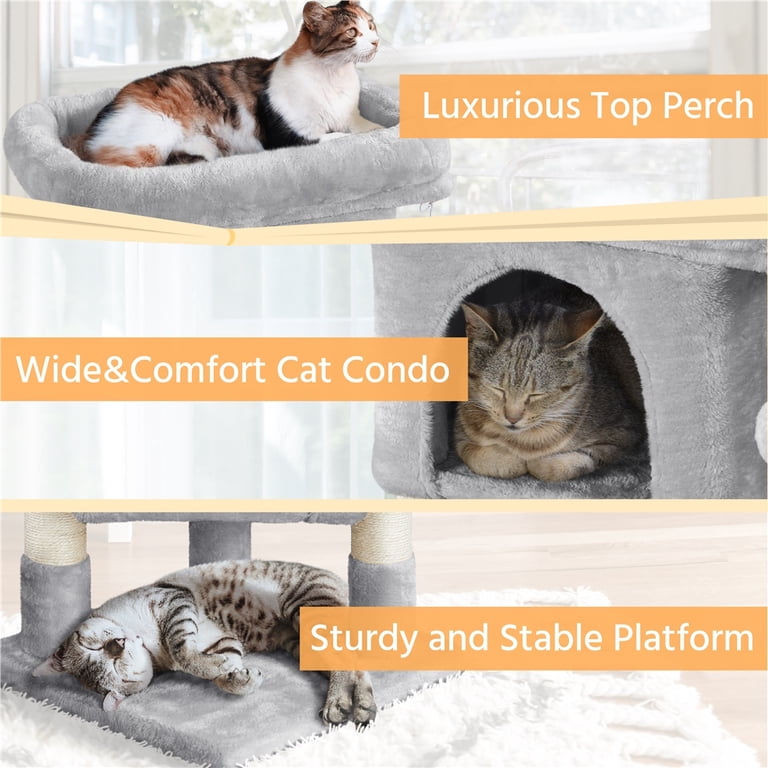 Alden Design 2-Level Cat Tree, 23 Inches, Light Gray photo 5