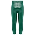 thumbnail image 4 of MSemis Girls Jazz Dance Leggings Metallic Ribbed Elastic Waistband Solid Color Toursers for Hip-hop Performance Green 100, 4 of 5
