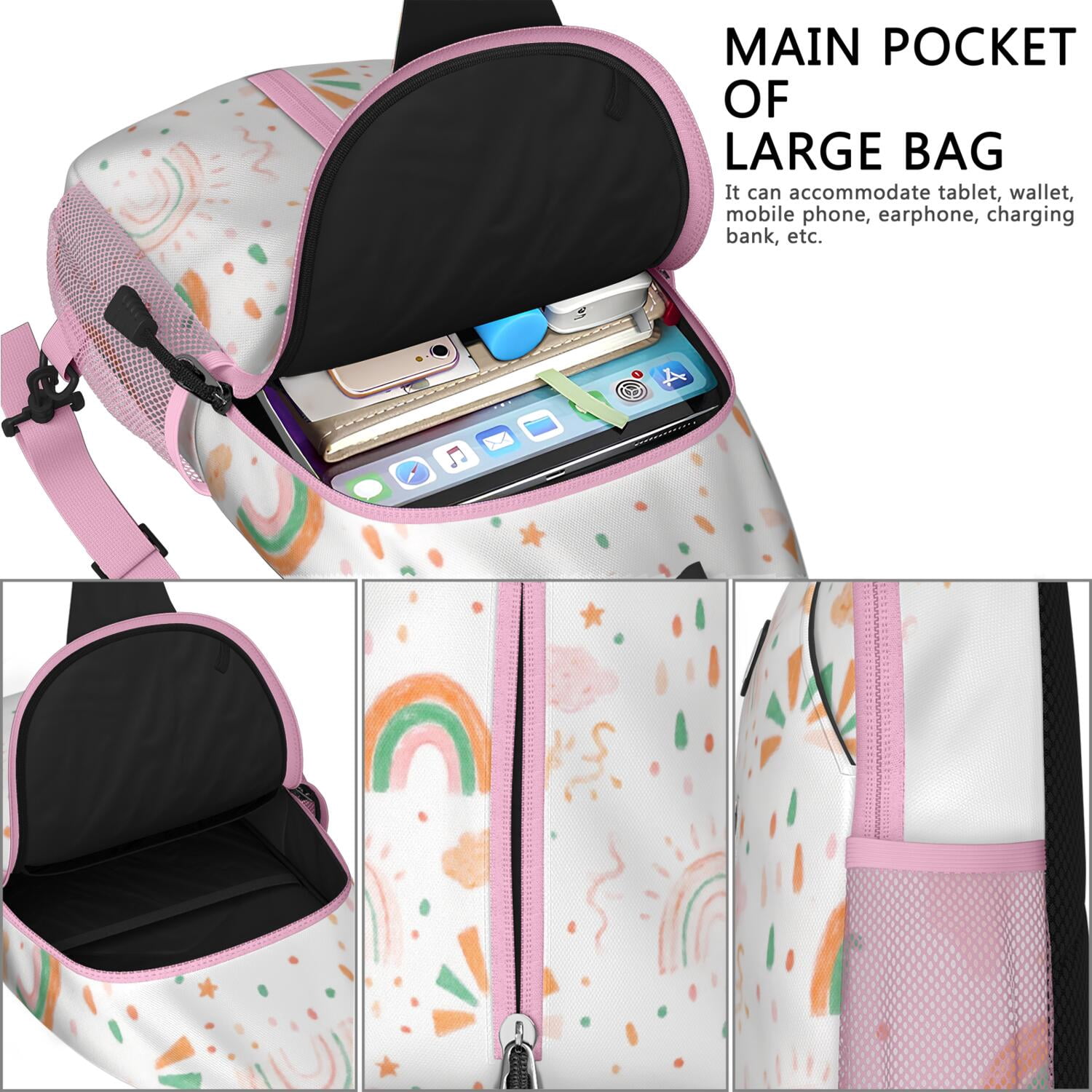 Sling Backpack Rainbow Cartoon Travel Sling Bag Casual Bag for Men Women