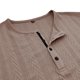thumbnail image 3 of Camisetas Elvqul para Hombre Liso Casual Manga Corta Caqui Algodón Deportivas Abotonada Cuello Redondo, 3 of 5