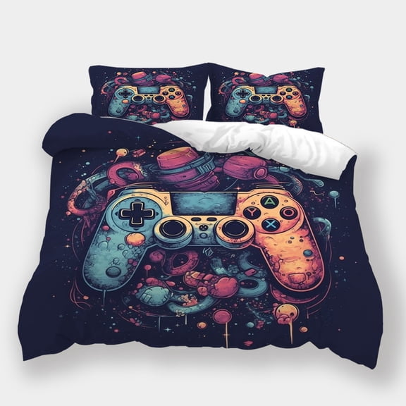 Home Bedclothes Game Controller Printed Duvet Cover Set Boys Men Fantasy Bedroom Decor,King (90"x104")