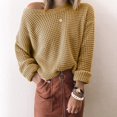 thumbnail image 3 of Vedolay Sweaters Women's Sweaters Casual Crewneck Long Sleeve Lightweight Pullover Tops,Khaki L, 3 of 4