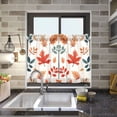 thumbnail image 4 of Yayeee Kitchen Curtains Tier Pair Light Filtering 27"x24" Rod Pocket Short Cafe Window Panel, Hand Drawn Autumn Leaves, 4 of 7