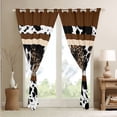 thumbnail image 4 of Western Curtains & Drapes 2 Panels 42"Wx84"L,Brown Leopard Print Curtains Black and White Cowhide 30%-50% Blackout Curtains,Milk Cow Print Patchwork Wild Animal Hide Western Bedroom Decor, 4 of 6