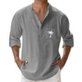 thumbnail image 2 of Chemise en Lin Chemise Homme Manches Longues Chemise d'Été en Lin Chemise Décontractée à Boutons Chemise Coupe Régulière Chemises Hommes Chemise de Course Manches Longues Chemises Hommes Manches Longues Hauts de Superposition pour Hommes Chemises de Nuit pour, 2 of 3