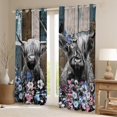 thumbnail image 2 of Castle Fairy Highland Cow Black Out Curtains for Boys Girls,Rustic Farmhouse Animal Curtains Pack of 2 (42x63 Each),Chic Floral Flowers Bedroom Curtains,Luxury Bedroom Decor, 2 of 6