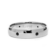 14K Solid White Gold Ring Real Black Diamond High Polished Wedding Band 14KT
