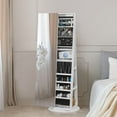 thumbnail image 6 of Rotating Jewelry Armoire with Full Length Mirror Large Capacity Jewelry Organizer, Lockable Floor Standing Mirror with Back Storage Shelves for Bedroom, Cloakroom (White), 6 of 9