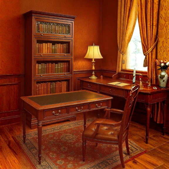 Crafters and Weavers Legacy Leather Top Desk - Light Brown Walnut
