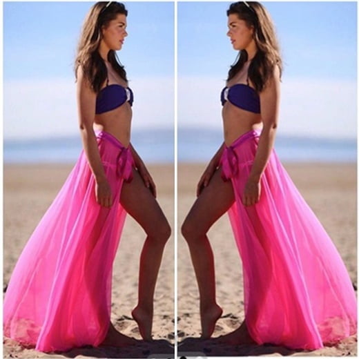 New 2020 Women Sheer Bikini Cover Up Swim Wear Beach Mini Wrap Skirt Sarong Pareo Dress