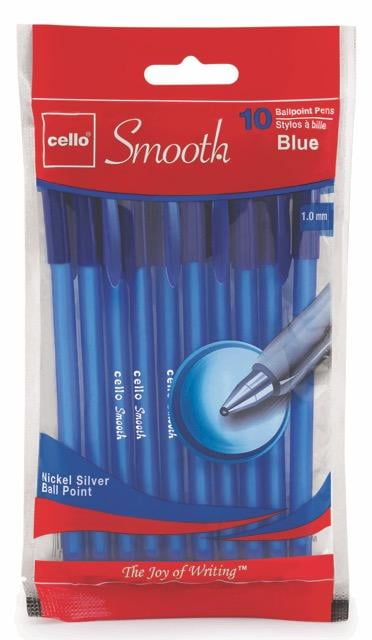 10 Pens Lot 10 X Cello Paper Soft Ball Point Pens Papersoft Ballpoint Pen 0.7mm Nickle Silver Tip Blue
