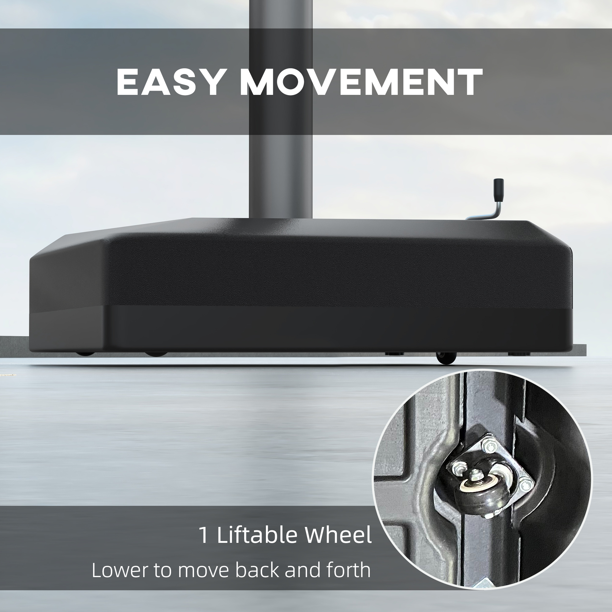 Outsunny 84D-110V02 Cantilever Umbrella Base, Fillable w/ Wheel