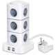 thumbnail image 1 of Regleta de alimentación vertical, 12 salidas de regleta de alimentación con 4 puertos USB, regleta de alimentación vertical con protector contra sobretensiones para oficina en casa, cable de extensión de 3 m (2500 W/10 A) Kuyhfg Sin marca, 1 of 5