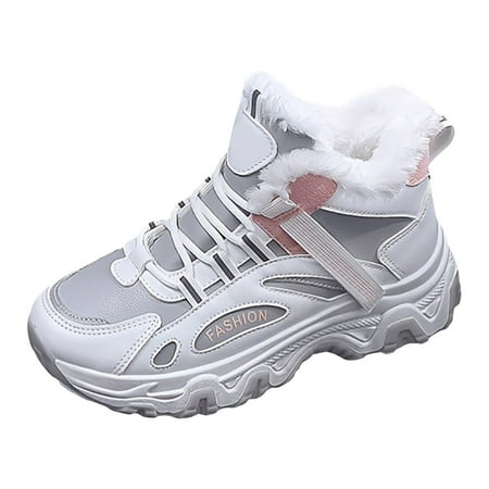 QYZEU Teacher Shoes for Women Comfy Woman Sandals Women Casual Shoes White Shoes for Women All Leather Panel Shoes Autumn and Winter Flat High Top Sneakers Grey 39