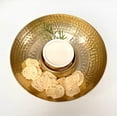thumbnail image 4 of Gilded Aluminum Hammered Bowl Hand Made 11 Inch Chip and Dip Bowl Gold Partyware, 4 of 5