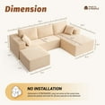 thumbnail image 6 of BIGSYY 107" Boneless Couch with Deep Seat, Modular Sectional Sofa, Cloud Sectional Couch for Living Room, No Assembly Required, Corduroy, U-Shape 3 Seater Right, Camel, 6 of 10