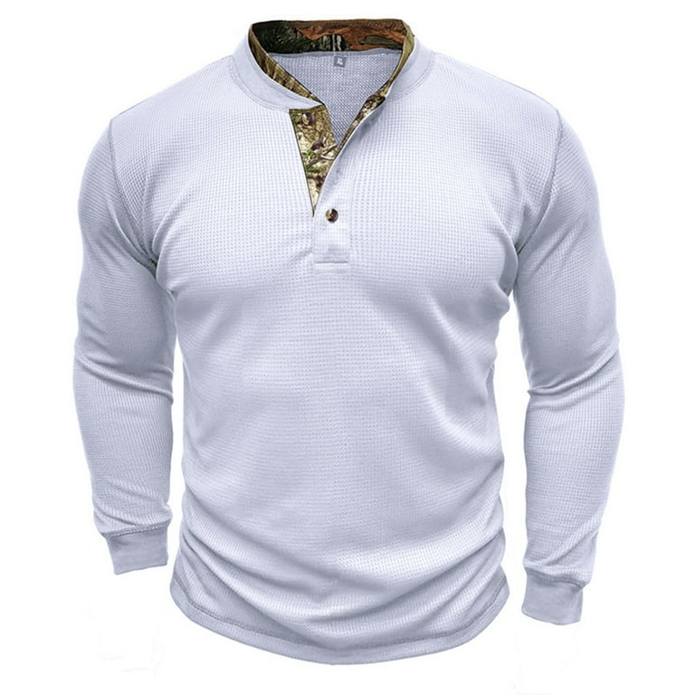 YLSDY Men's Waffle Knit Henley Shirt Long Sleeve Outdoor Thermal