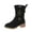 Black, variant on Women's Suede Mid-Calf Boots with Chunky Heel Double Buckle Retro Casual Fall Winter