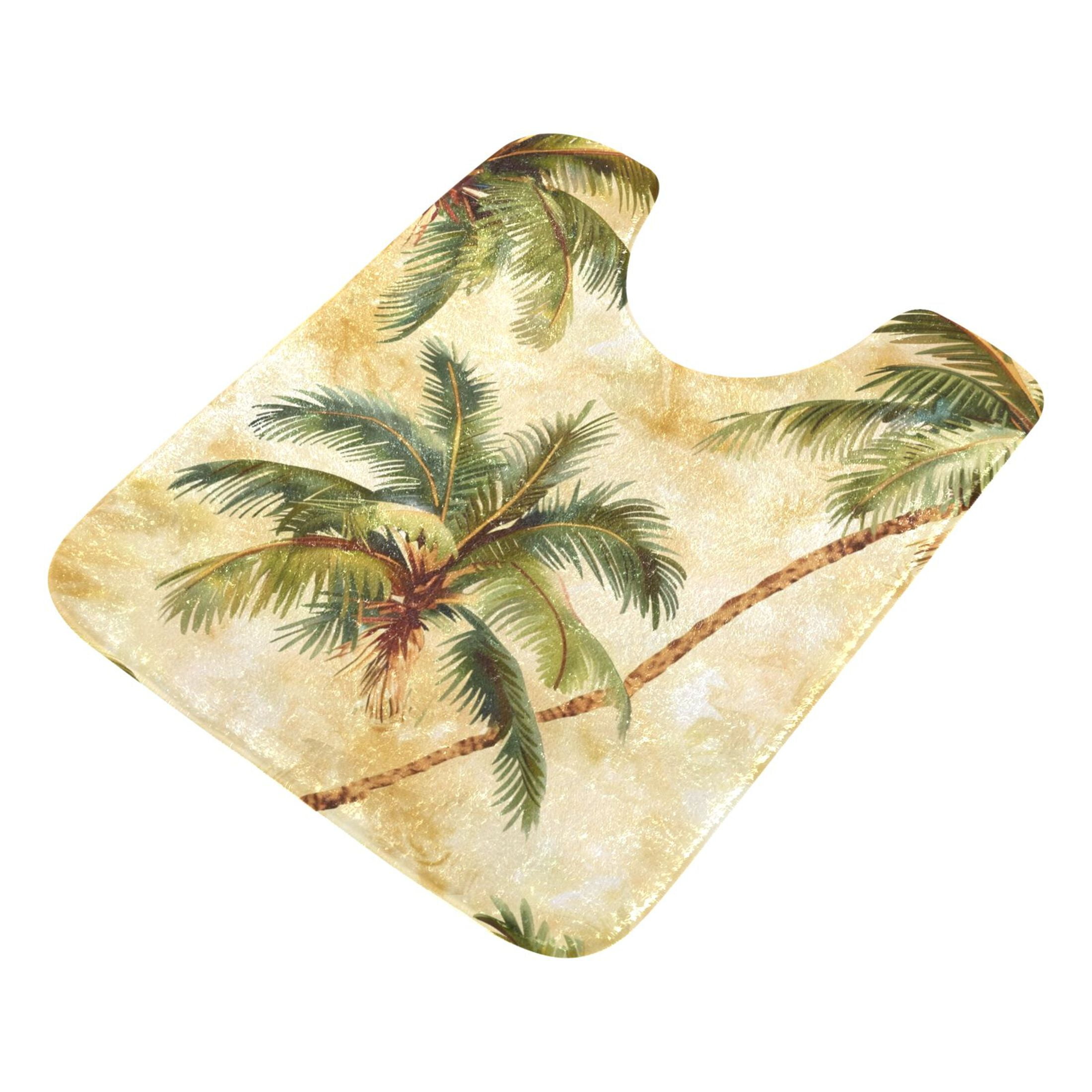 Ryvnso Retro Palm Trees Bathroom Shaggy Rugs Toilet Mat Soft Contour Rug