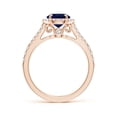 thumbnail image 2 of ANGARA Natural Claw-Set Oval 2 ct Blue Sapphire Split Shank Halo Ring in 14K Rose Gold for Women (Size-9x7mm) | September Birthstone, Anniversary, Jewelry Gift for Women | Natural Blue Sapphire Ring, 2 of 10